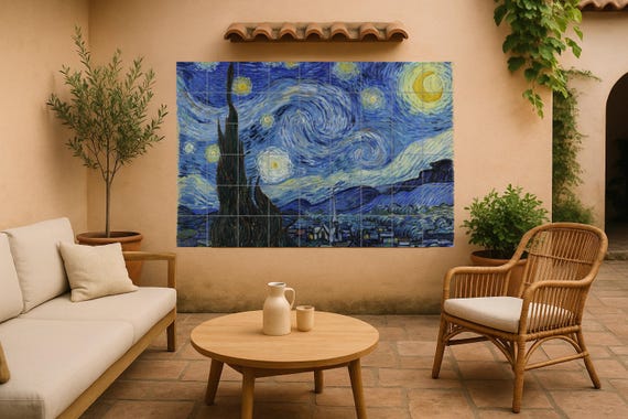 El mural de azulejos de cerámica de La noche estrellada