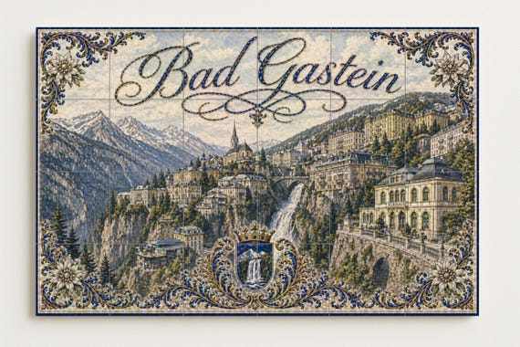 Mural de azulejos de cerámica de Bad Gastein, Austria — vista 4
