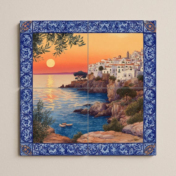 Mural de azulejos "Atardecer mediterráneo" — vista 3
