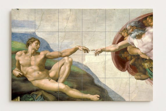 Mural de azulejos de la Creación de Adán de Miguel Ángel — vista 3