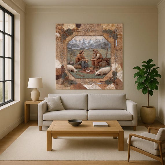 Mural de azulejos de pastores alpinos