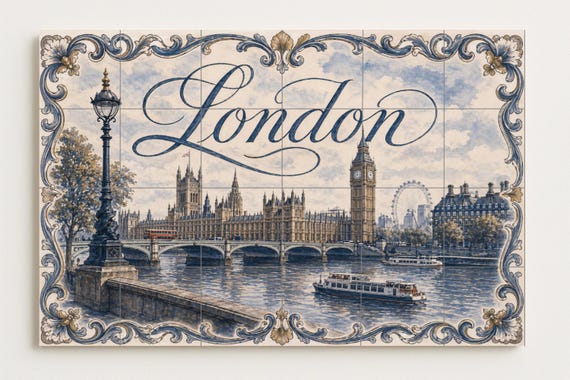 Mural de azulejos de cerámica de Londres, Inglaterra, arte mural de Westminst… — vista 2