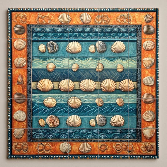 Mural cerámico de conchas marinas — vista 3