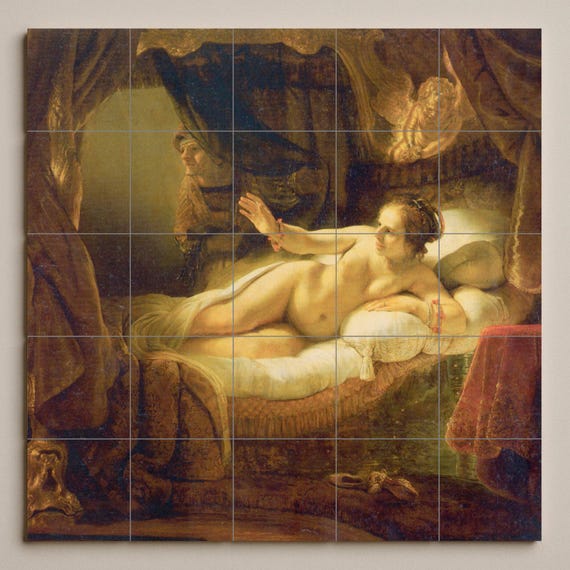 Mural de azulejos cerámicos «Dánae» de Rembrandt — vista 2