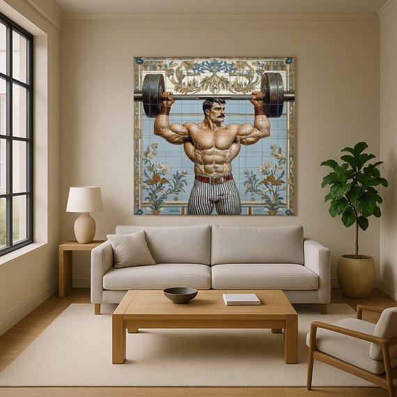 Mural cerámico vintage de hombre fuerte — vista 2