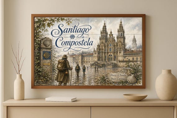 Mural de azulejos cerámicos de la Catedral de Santiago de Compostela, decorac… — vista 3
