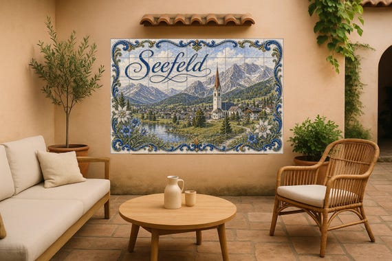 Mural de azulejos de cerámica de Seefeld, Austria — Mural cerámico de Cerámicas La Noria
