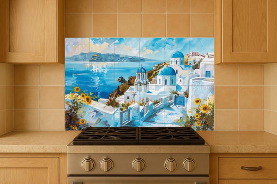 Mural de cerámica de Santorini — vista 4
