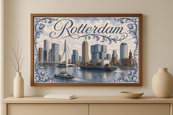 Mural de azulejos de cerámica de Rotterdam, Países Bajos, arte mural moderno … — vista 3