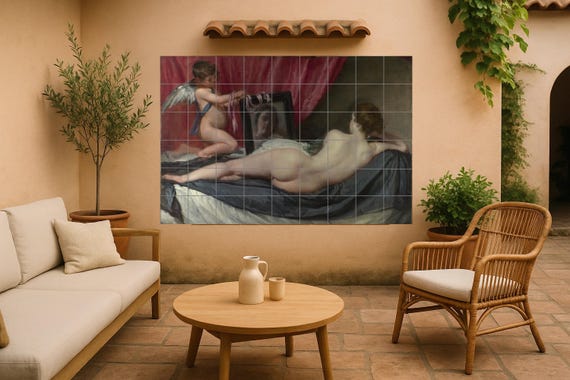 Mural de cerámica de Venus en su espejo — vista 3