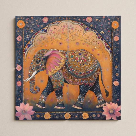 Mural cerámico de elefantes de la Real Jaipur — vista 2