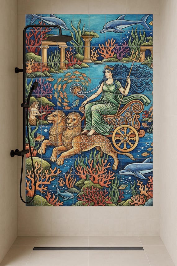 Mural de cerámica de Anfitrite, diosa del mar — vista 3