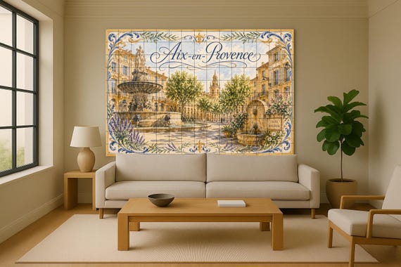 Mural de azulejos de cerámica de Aix-en-Provence, arte mural de la Provenza f… — vista 2