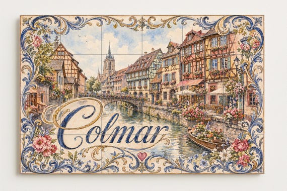 Mural de azulejos de cerámica de Colmar, arte mural de la Alsacia francesa co… — vista 4