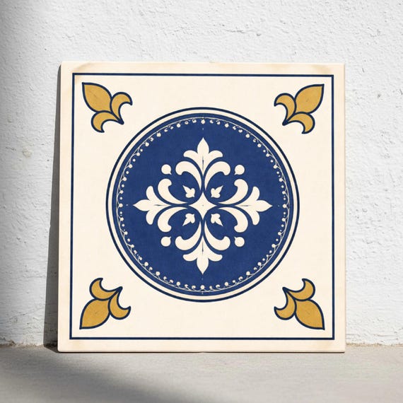 Azul medallón francés — Azulejo decorativo de Cerámicas La Noria