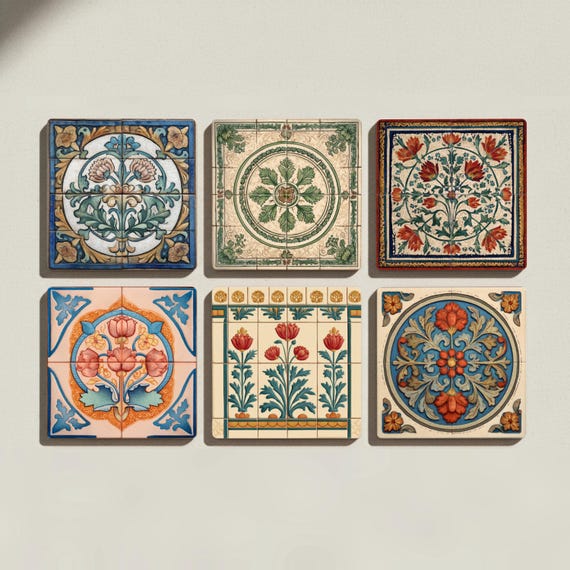 Iznik & Arts Crafts Ceramic Coaster Set — vista 3