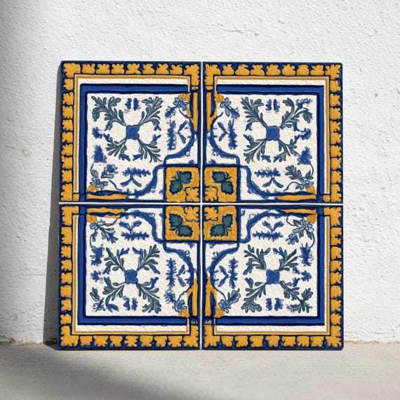 Marbella azul y Yellow — Azulejo decorativo de Cerámicas La Noria
