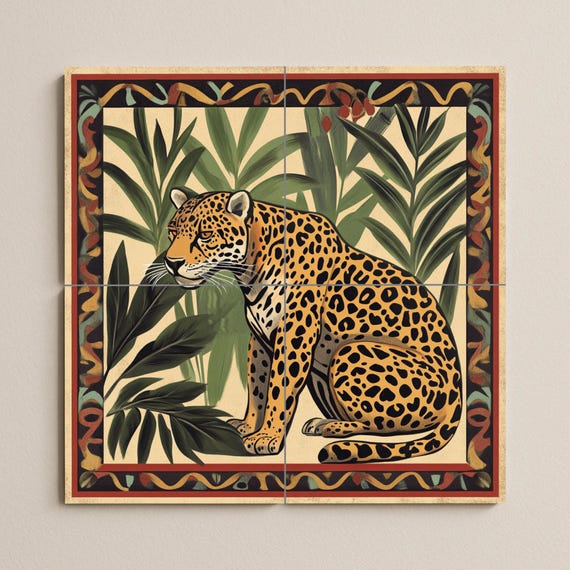 Mural cerámico de un jaguar amazónico — vista 3