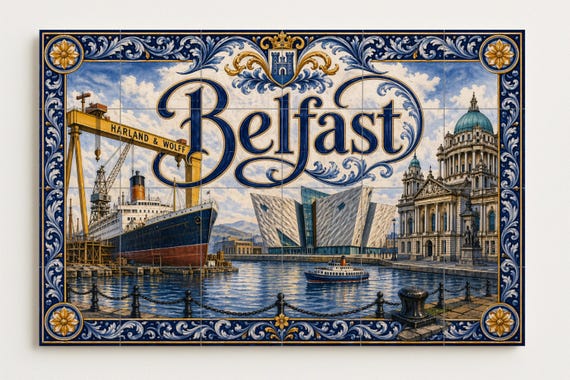 Mural de azulejos de cerámica de Belfast, arte mural de Irlanda del Norte, de… — vista 4