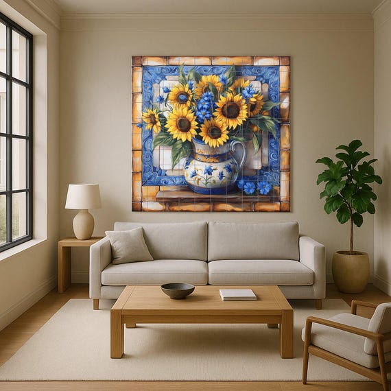 Mural cerámico de girasoles