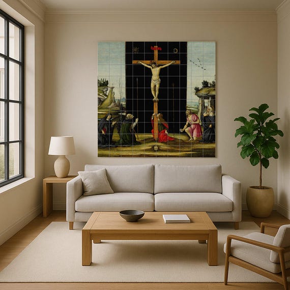 Mural de azulejos de la Crucifixión de Cristo