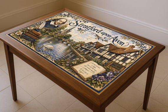 Mural de azulejos de cerámica de Stratford-upon-Avon, arte mural de Shakespea… — vista 3
