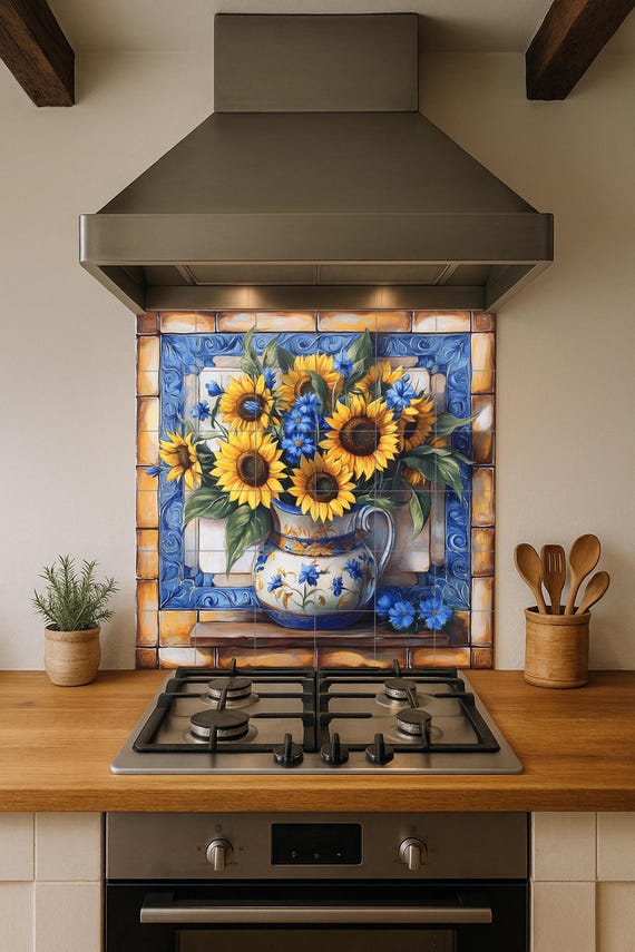 Mural cerámico de girasoles — vista 4