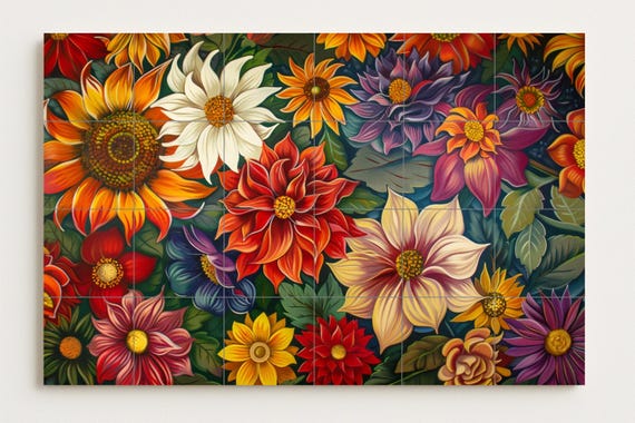 Mural de azulejos de dalia mexicana — vista 2