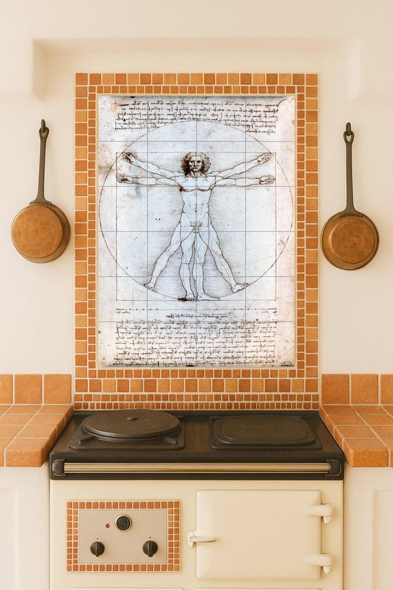 Mural de cerámica del Hombre de Vitruvio