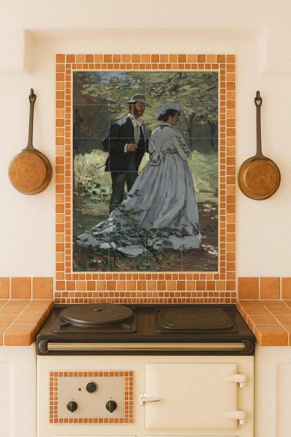 Mural de azulejos de cerámica de Bazille y Camille