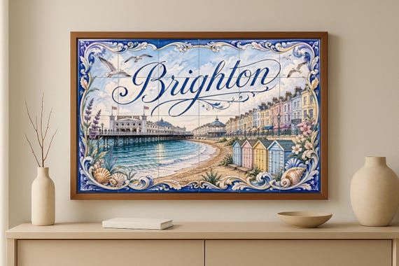 Mural de azulejos de cerámica de Brighton, arte mural del muelle de Brighton,… — vista 3