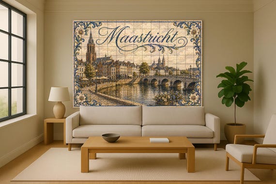 Mural de azulejos de cerámica de Maastricht, Países Bajos, arte mural de la h… — vista 2