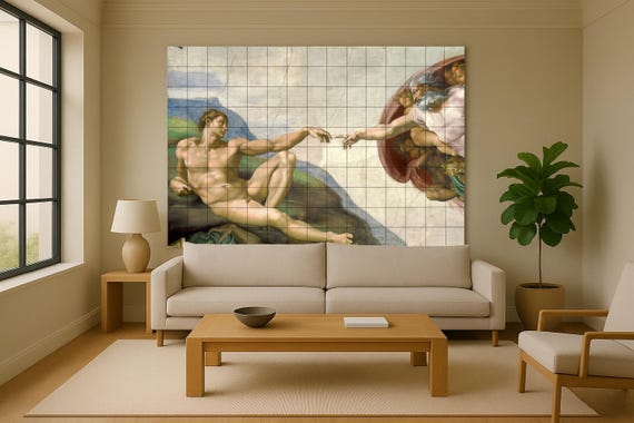 Mural de azulejos de la Creación de Adán de Miguel Ángel — vista 4