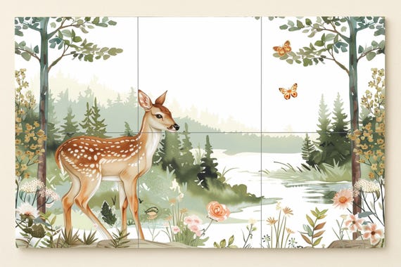 Mural cerámico de ciervo en el bosque — vista 3