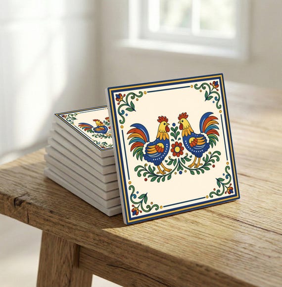 Vietri sul Mare gallo — Azulejo decorativo de Cerámicas La Noria