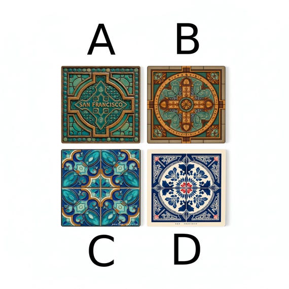 San Francisco / Juego de posavasos de azulejos de arte y artesanía / R — vista 2