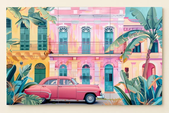 Mural caribeño en tonos pastel — vista 3