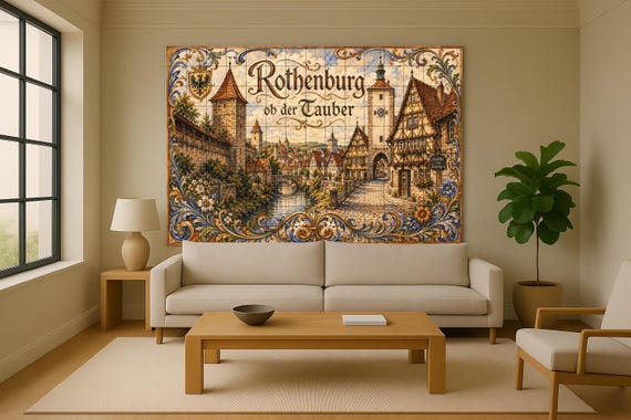 Mural de azulejos de cerámica de Rothenburg ob der Tauber, arte mural de un p… — vista 2