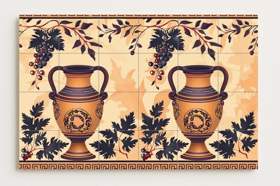 Mural de azulejos de ánfora griega — vista 3