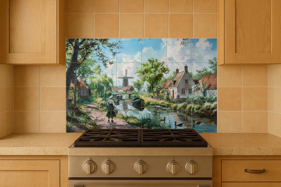 Mural romántico de la campiña holandesa — vista 3