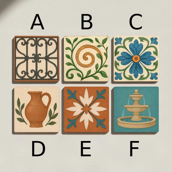Mediterránea / Posavasos de azulejos toscanos / Decoración griega espa — vista 2