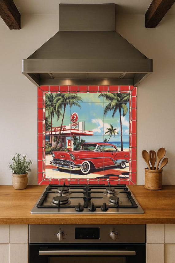 Mural cerámico de coche retro — vista 4