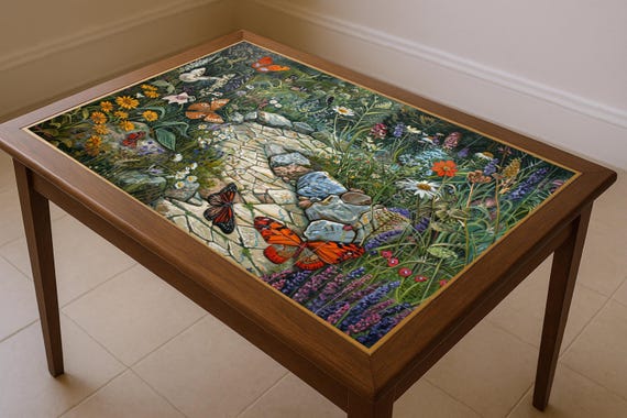 Mural de azulejos de jardín de mariposas