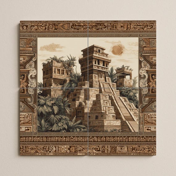 Mural cerámico de un templo maya — vista 3