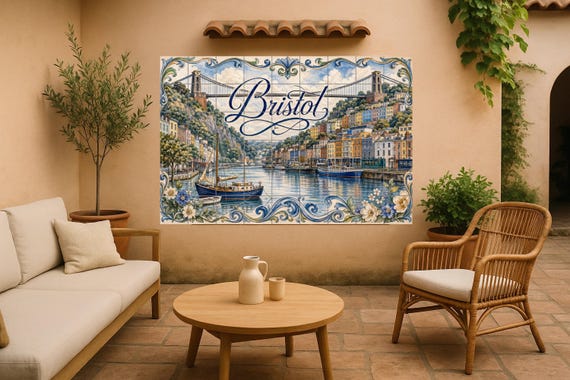 Mural de azulejos de cerámica de Bristol, Inglaterra; Arte mural del puente c…