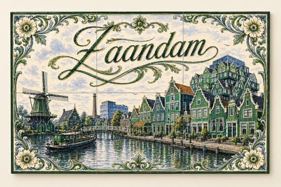 Mural de azulejos de cerámica de Zaandam, Países Bajos, decoración de pared c… — Mural cerámico de Cerámicas La Noria