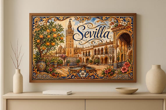 Mural de azulejos cerámicos de La Giralda de Sevilla, decoración de pared and… — vista 3