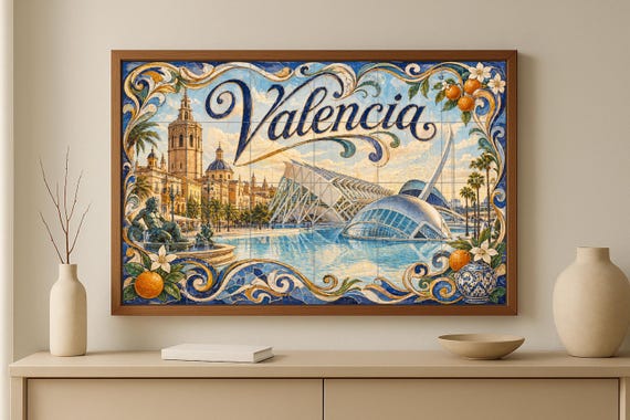 Mural de azulejos cerámicos de Valencia, Ciudad de las Artes y las Ciencias, … — vista 2