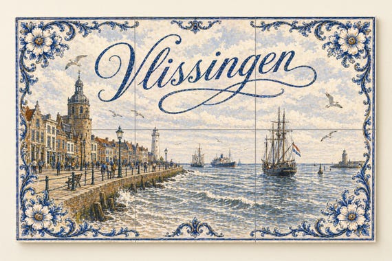 Mural de azulejos de cerámica de Vlissingen, arte mural inspirado en los barc…