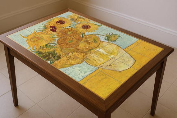 Mural de azulejos de cerámica con girasoles — vista 3